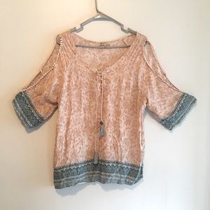Democracy boho cold shoulder blouse